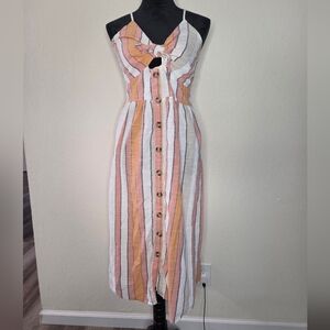 Japna Womens Sundress Dress L Multicolor Cotton Nautical Beach Vacation Cover-Up